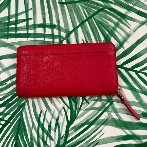 Kate Spade Neda Wallet Flynn Street Stitched Leather Prikly Pear - Picture 2 of 10